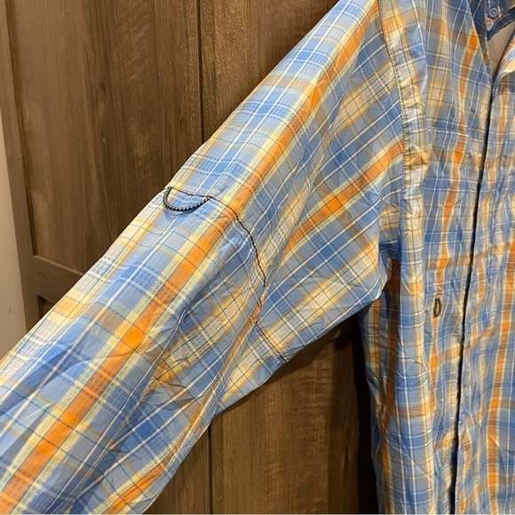 Columbia PFG Button Up Fishing Shirt Mens Large Plaid Vented Roll Tab Sleeves - Picture 8 of 12